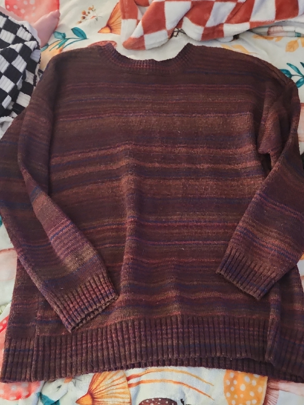 Maroon Striped Crewneck Sweater